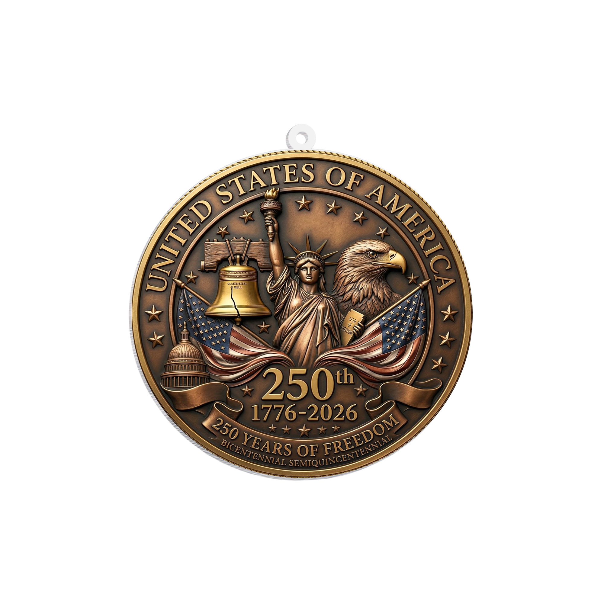 USA 250th Anniversary Rear View Mirror Accessory – Commemorative Hanging Ornament 04 - Delicate Leather