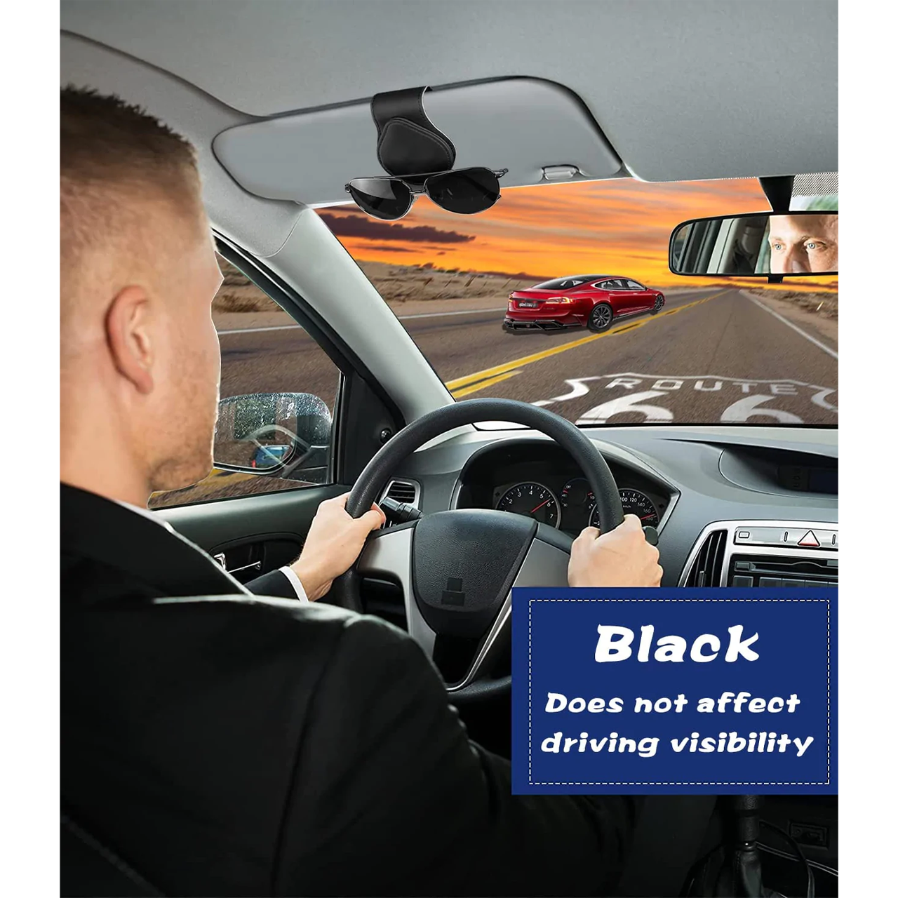 Car Sunglasses Holder, Custom-Fit For Porsche, Magnetic Leather Glasses Frame 2024 Update DLRL230 - Delicate Leather