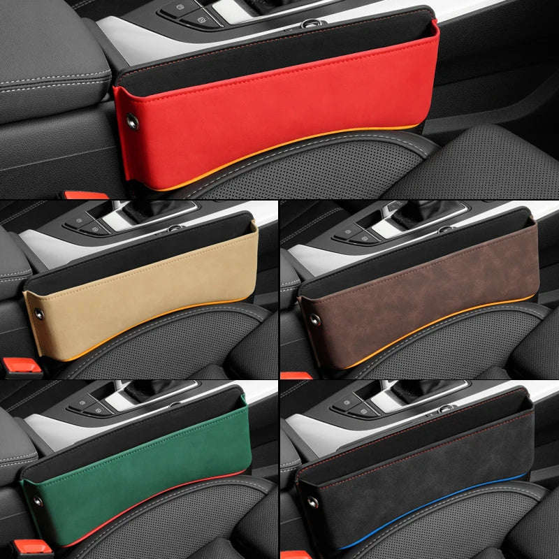 Suede Car Seat Crevice Storage Box – Gap Filler Organizer for Phone, Wallet, and Small Items - Delicate Leather