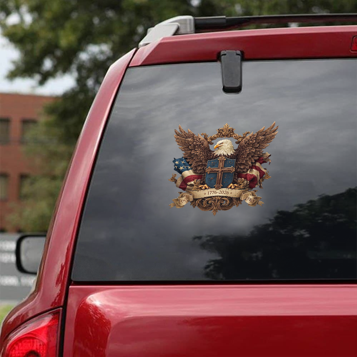 Patriotic Eagle Wings & Cross Decal 1776–2026 – Independence Anniversary Sticker 01 - Delicate Leather