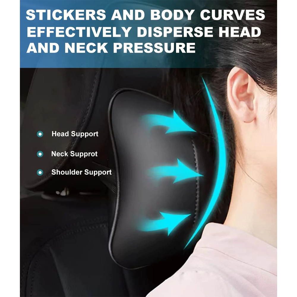 Thickened Foam Car Neck Pillow, Custom-Fit For Tesla, Soft Leather Headrest (2 Pieces) for Driving Home Office DLTY245 - Delicate Leather