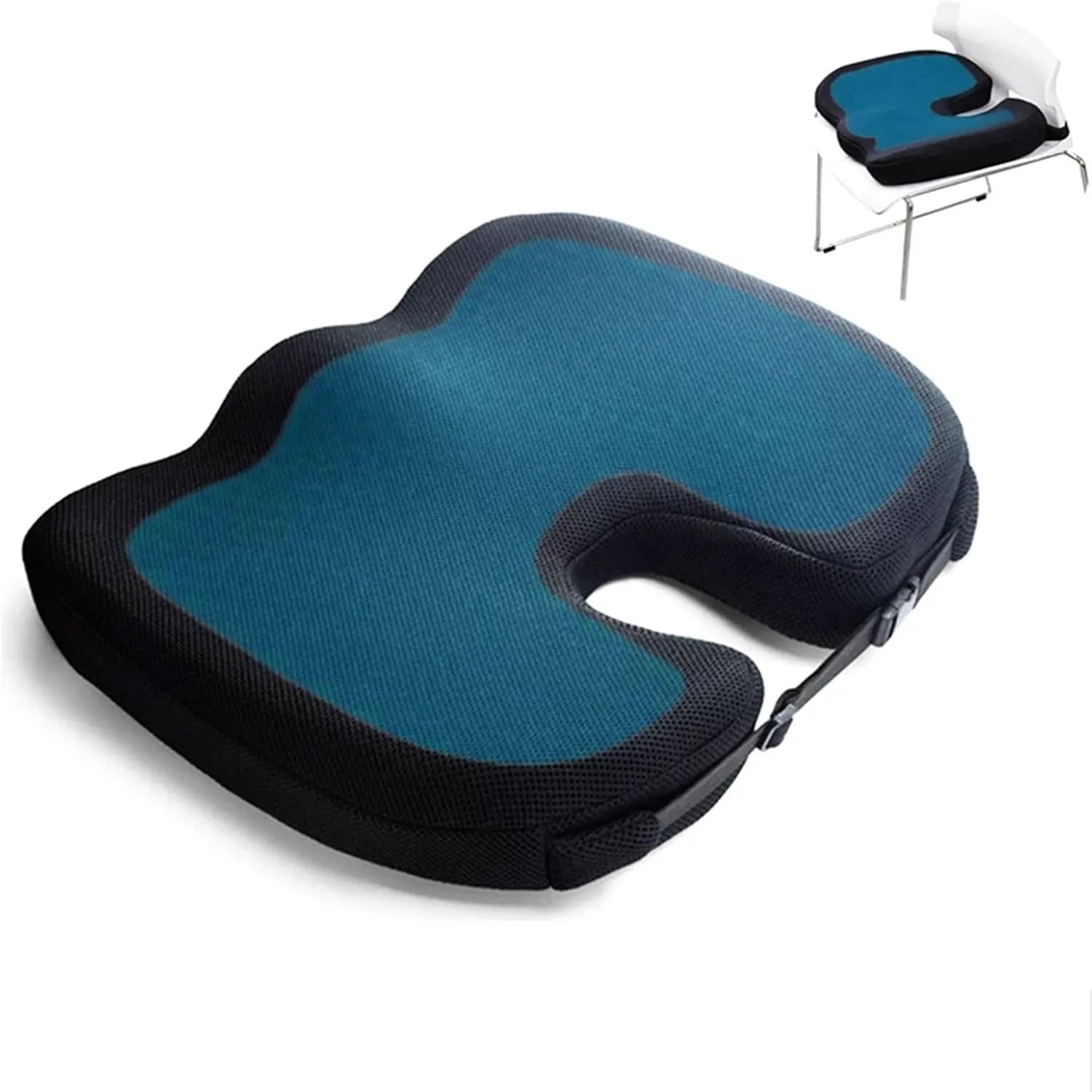 Gel Memory Foam Seat Cushion – U-Shaped Chair Cushion for Office & Car - Delicate Leather