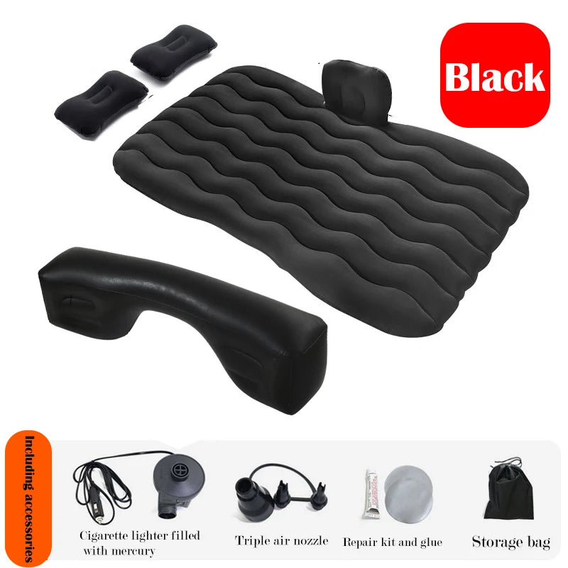 Universal Car Inflatable Bed with Headrest, Universal Fit for SUV, Pickup, Home, Travel & Outdoor Camping - Delicate Leather