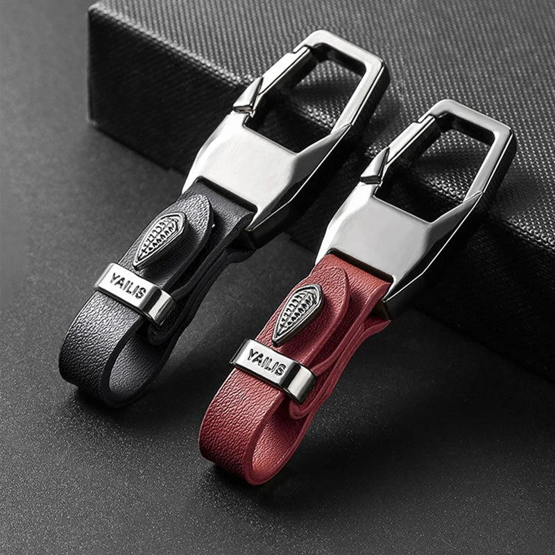 Premium Genuine Leather Keychain – Men’s Car Key Ring Holder with Anti-Loss Buckle, Key Strap Wallet Keyring Gift - Delicate Leather