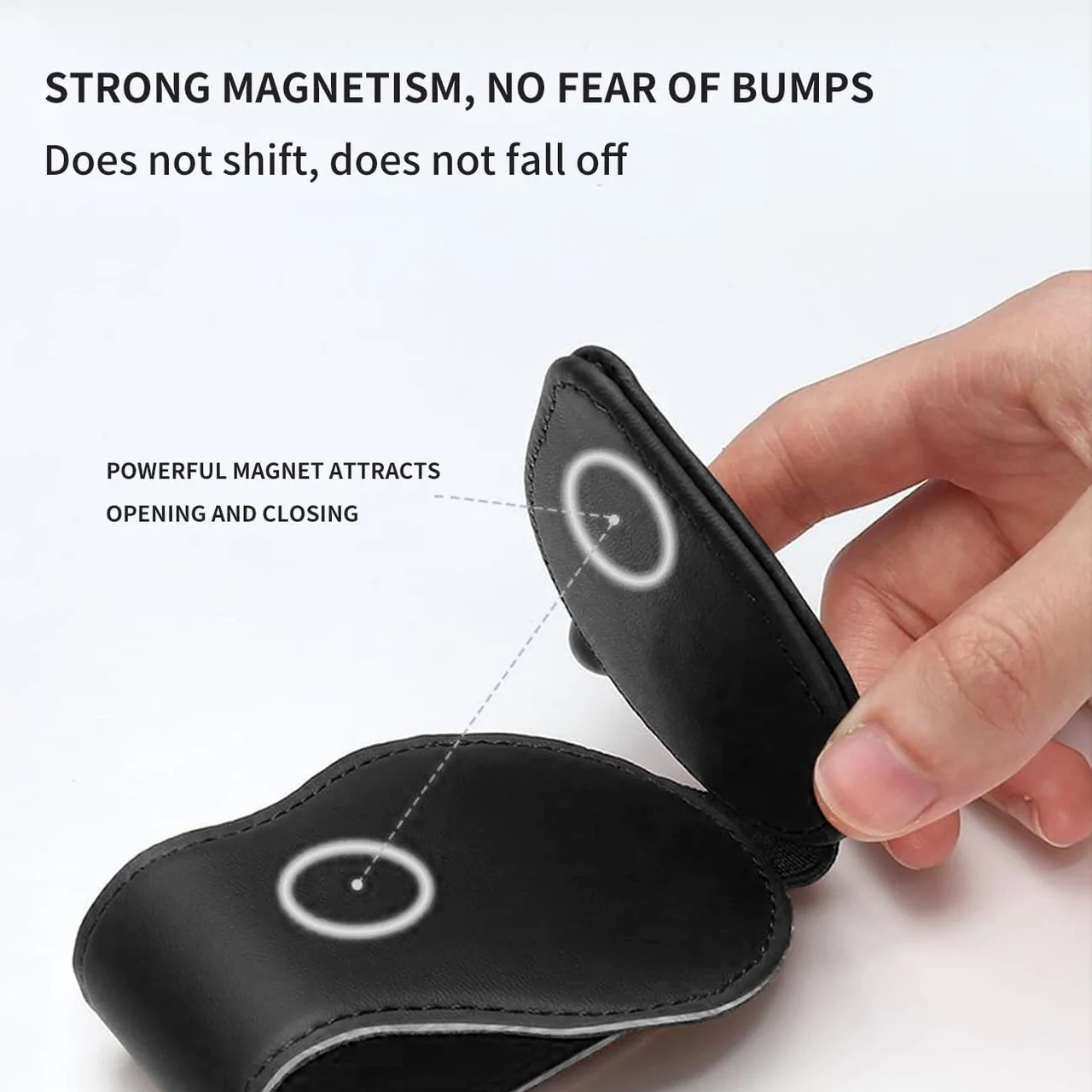 Car Sunglasses Holder, Custom-Fit For Porsche, Magnetic Leather Glasses Frame 2024 Update DLRL230 - Delicate Leather