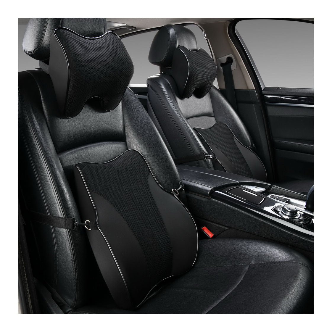 High quality Adjustable comfort Breathable Lumbar Support universal car headrest neck pillow set