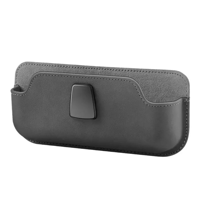 Car Sunglass Holder – PU Leather Glasses Clip with Large Storage Capacity, Self-Adhesive - Delicate Leather