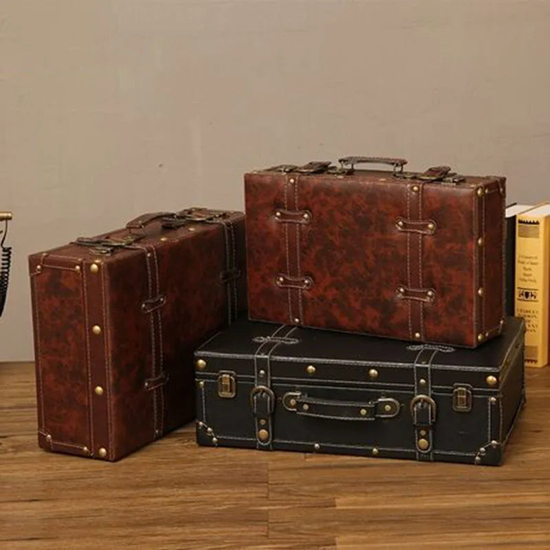 Customized Vintage Travel Suitcases Large Capacity Wooden Luggage, Clothes Storage Organizer Boxes, Decorative Props