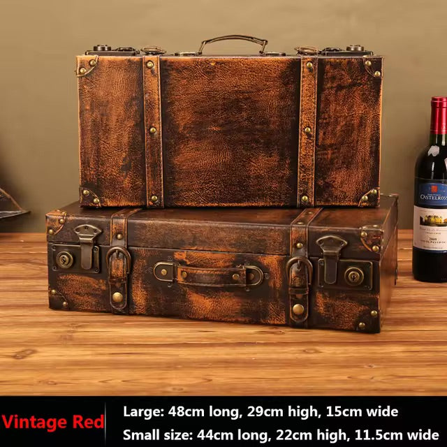 Customized Vintage Travel Suitcases Large Capacity Wooden Luggage, Clothes Storage Organizer Boxes, Decorative Props