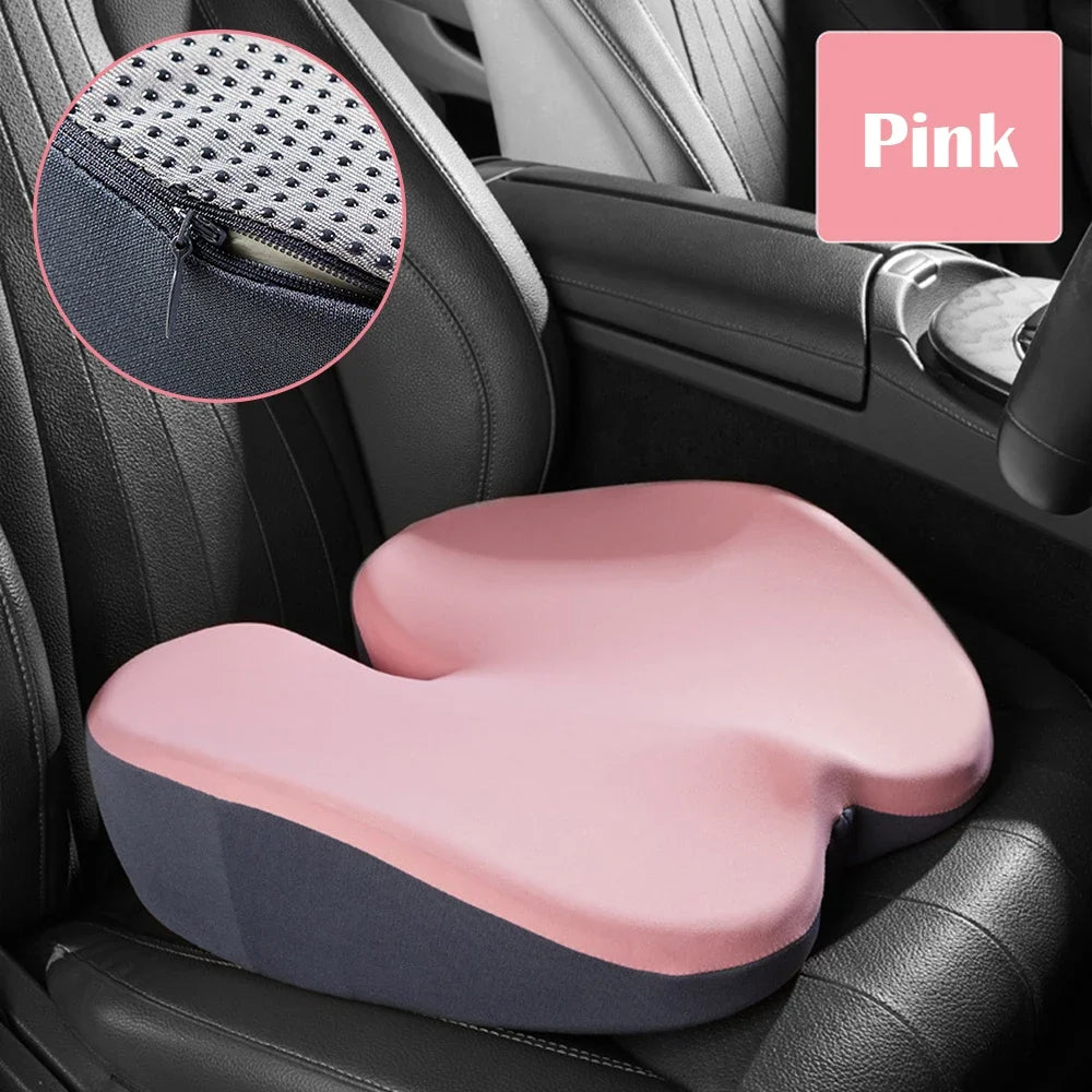 Memory Foam Seat Cushion – Ergonomic Chair Booster Pad for Office, Home, and Car - Delicate Leather