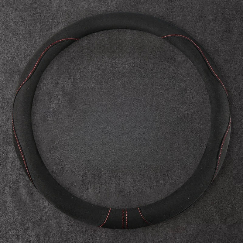 Premium Suede Steering Wheel Cover – Anti-Slip Comfort Grip 14.5–15 Inch Universal Accessory - Delicate Leather