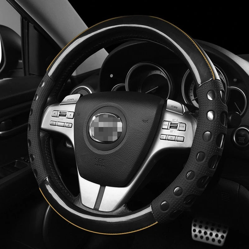 PU Leather Steering Wheel Cover – Universal Grip Cover for 37–38 cm Wheels (O/D Type) - Delicate Leather