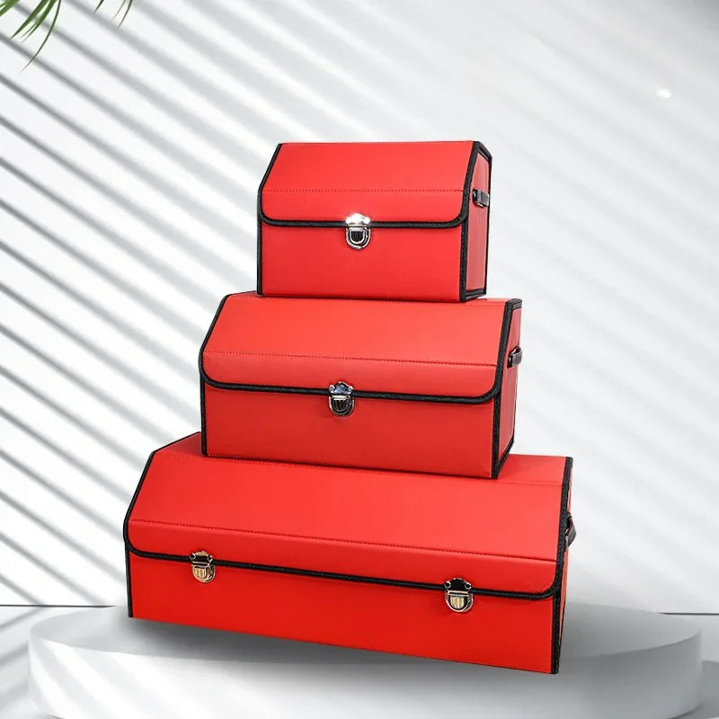 65L Car Organizer for Trunk Box - Storage & Cleaning Car Accessories - Visible Interior Vehicle Supplies - Delicate Leather