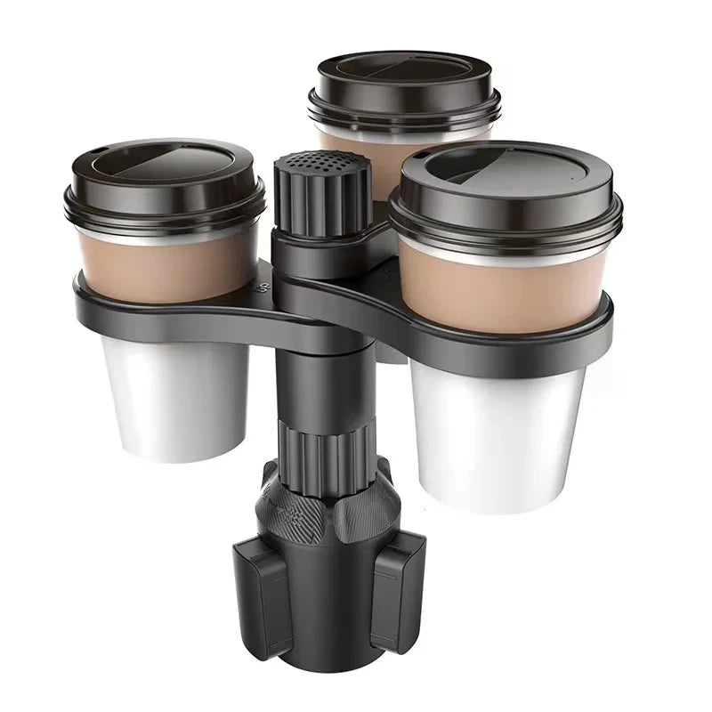 360° Rotating Car Cup Holder Expander – Adjustable Insert Adapter for Bottles & Drinks - Delicate Leather