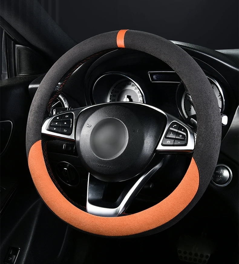 Dual-Color Steering Wheel Cover – Anti-Slip Universal Grip Interior Accessory - Delicate Leather