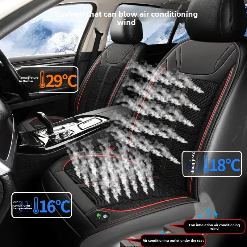 12V Universal Car Seat Ventilation Cover – Air-Conditioned Cooling Cushion for Summer Comfort - Delicate Leather