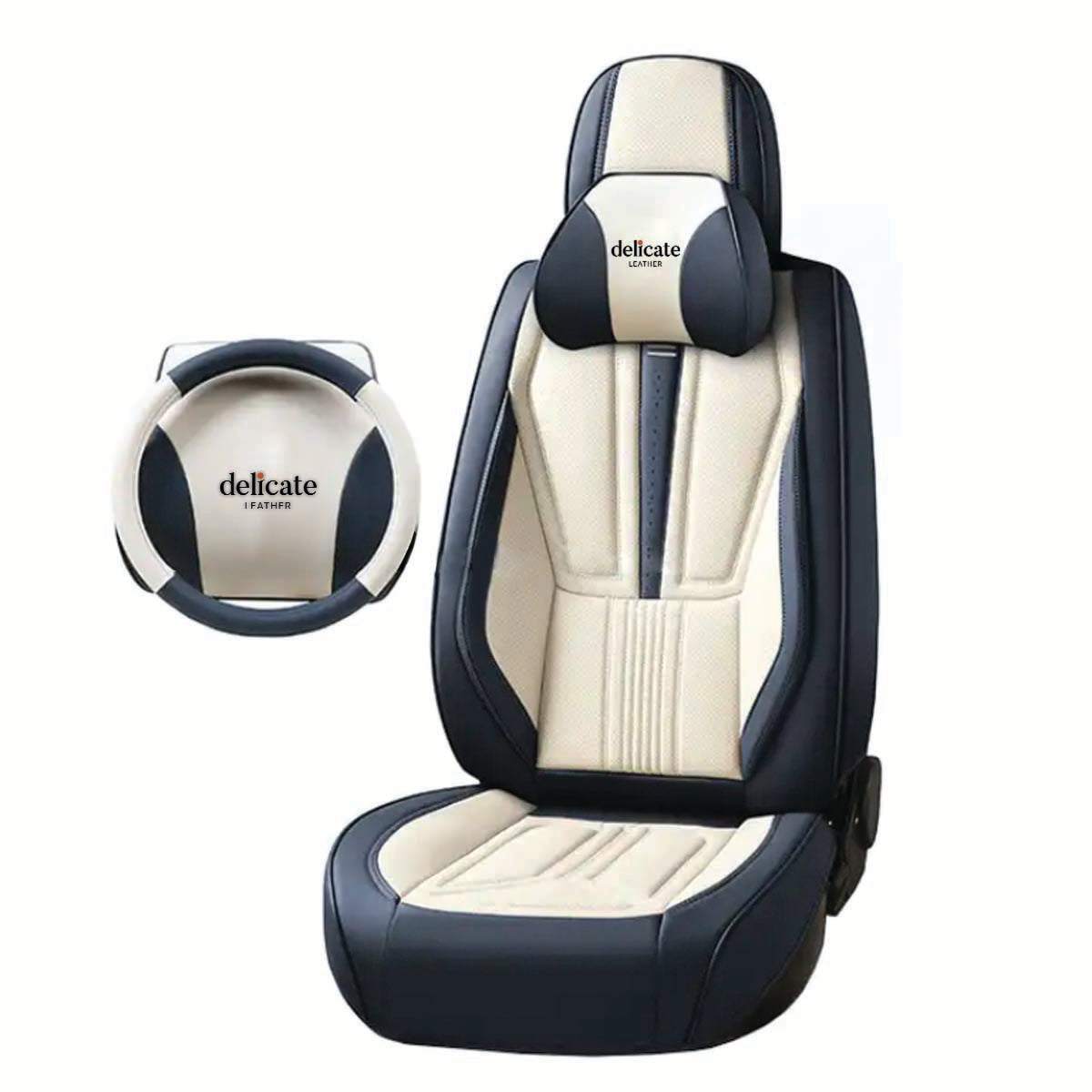 Delicate Leather Car Seat Covers Universal Waterproof Custom-Fit 5D Leather Car Seat Covers, Four-Season Durability, Complete 13-Piece Set for Five Seats - Delicate Leather