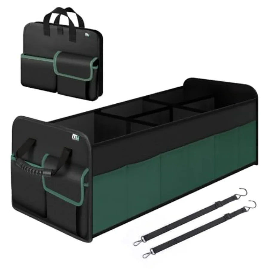 Large Car Trunk Organizer – 5-Compartment Collapsible Storage with Non-Slip Base - Delicate Leather