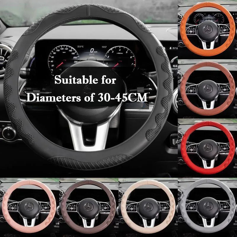 Silicone Steering Wheel Cover – Universal O/D Type Grip Cover for 38cm and 40cm Wheels - Delicate Leather