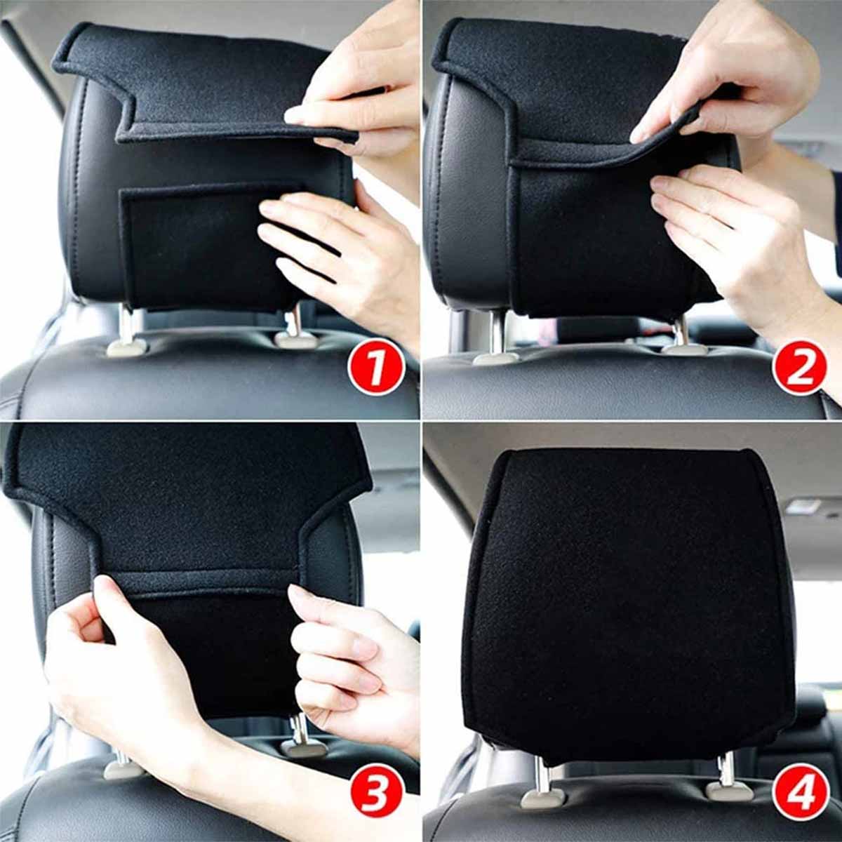 Car Seat Headrest Cover Breathable Flexible Headrest Covers Velcro Auto Headrest Covers Universal Fit, Custom-Fit For Jaguar, Car Accessories DLJG243 - Delicate Leather