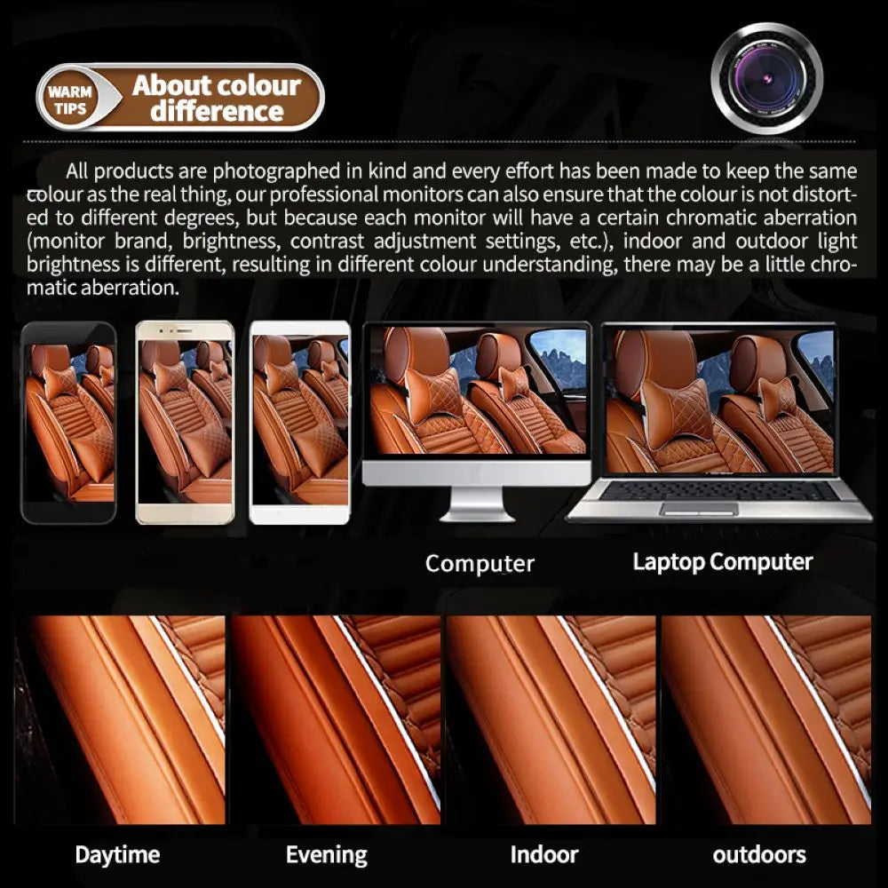Waterproof PU Leather Car Seat Covers – Five Seats, High Back Front and Rear Split Bench in White & Coffee 11 - Delicate Leather