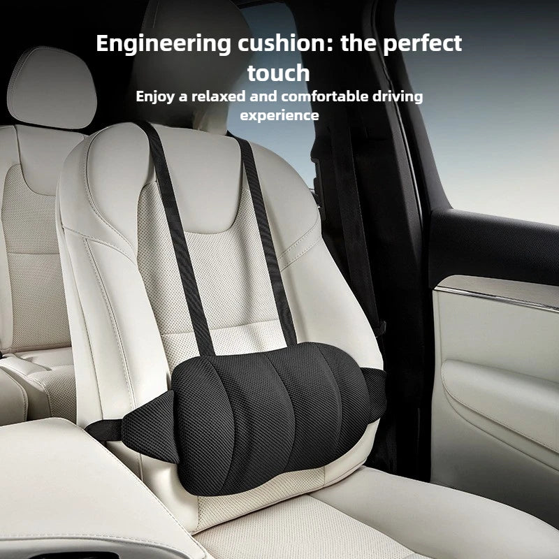 Memory Foam Car Waist Support Cushion – Ergonomic Driving Lumbar Pillow for Back Support & Comfort - Delicate Leather