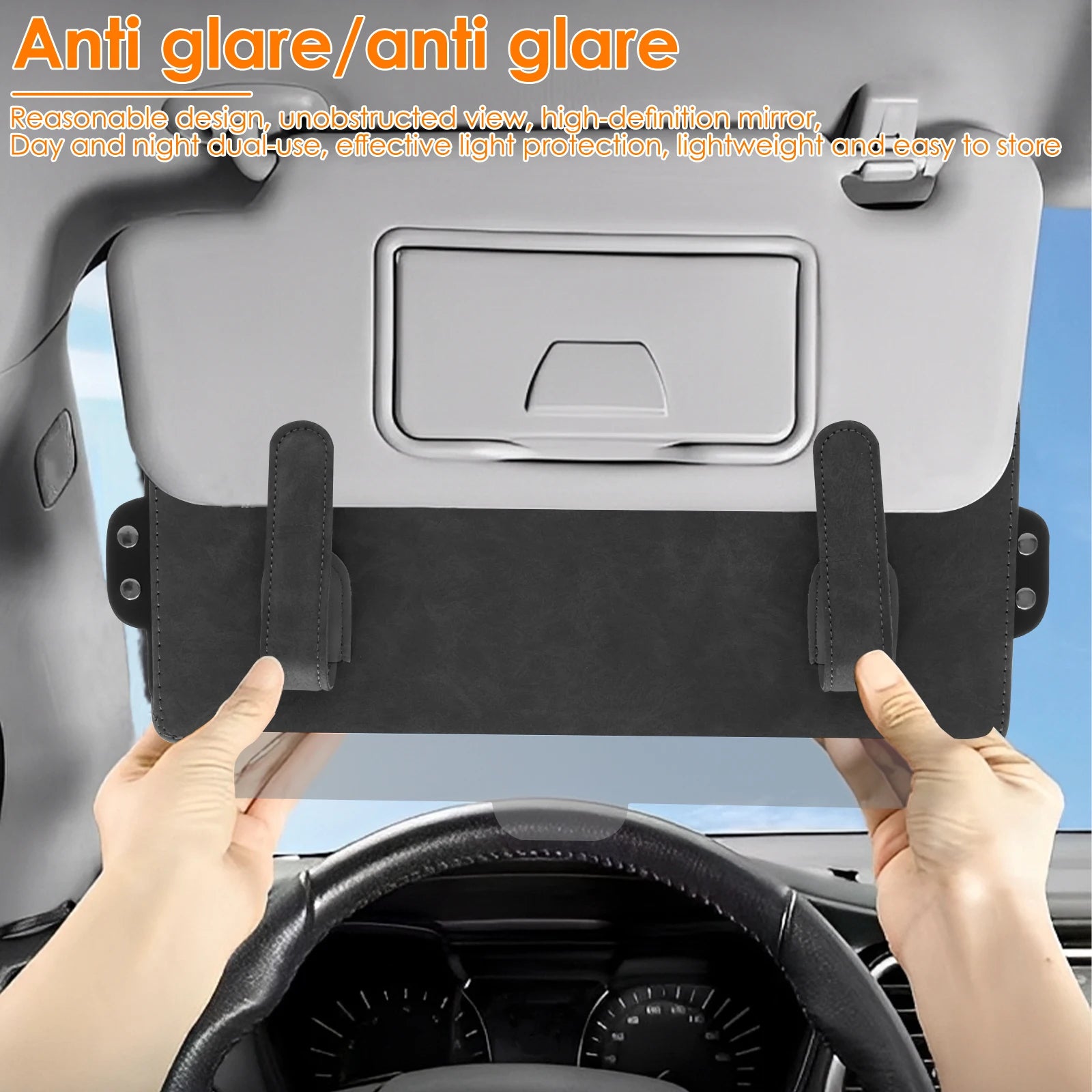 Universal Car Sun Visor Extender Anti-Glare UV Adjustable Windshield Sunshade Cover for Cars & Trucks - Delicate Leather