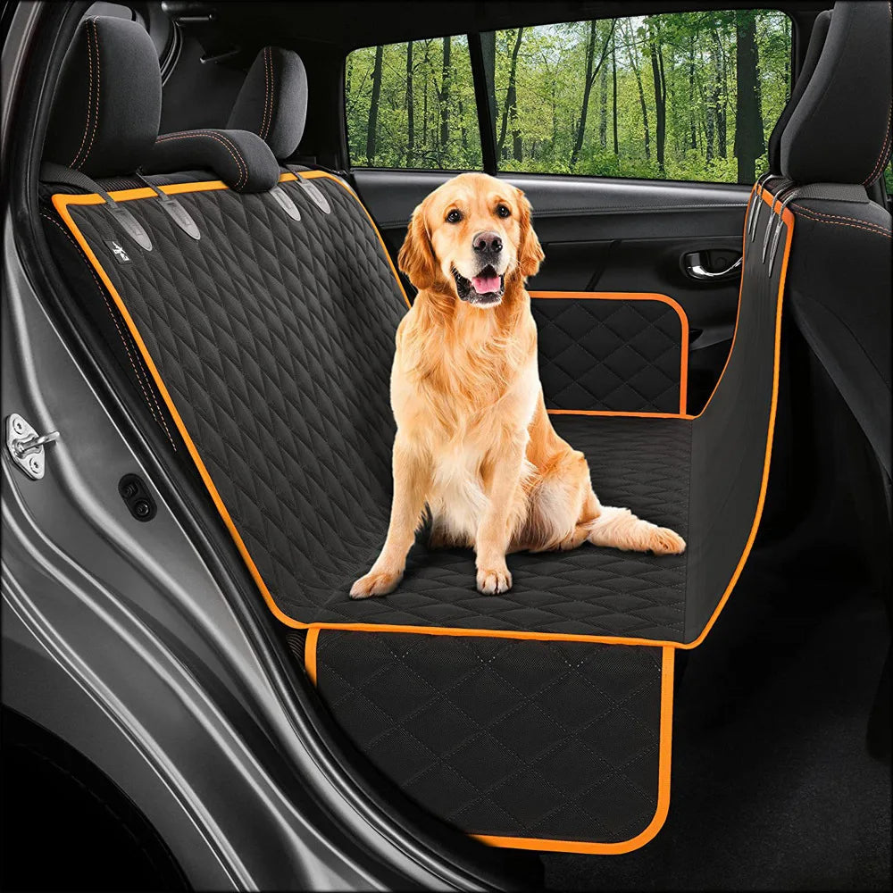 Dog Car Seat Cover with Hard Bottom - Waterproof, Back Seat Protector - Delicate Leather