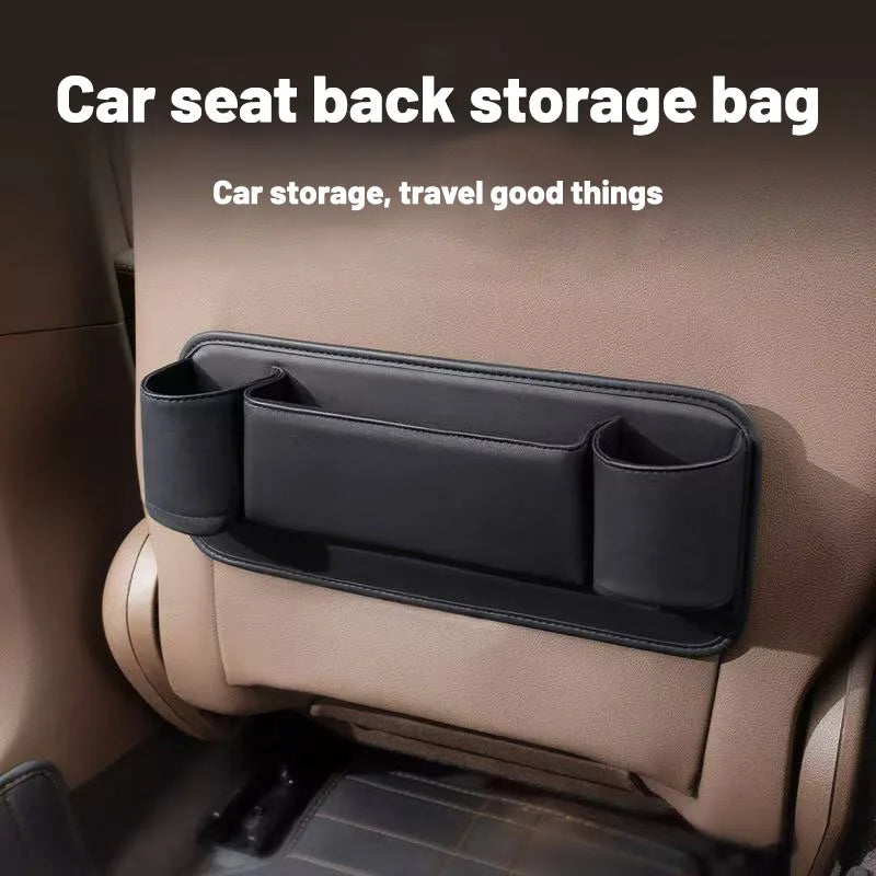 Universal Car Seat Back Storage Bag – Large Capacity Multi-Functional Organizer for Vehicle Interior - Delicate Leather