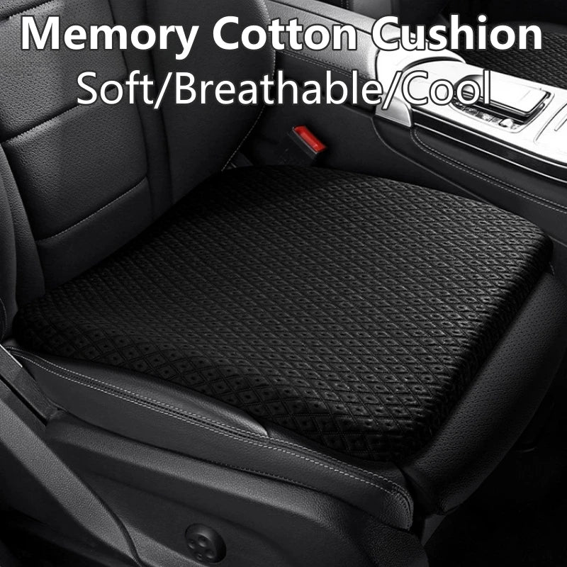 Memory Foam Car Seat Cushion – Breathable Height Boost Mat for Car and Office - Delicate Leather