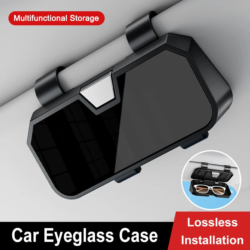 Car Sunglasses Holder – Multi-Function Glasses Case with Card & Ticket Storage - Delicate Leather