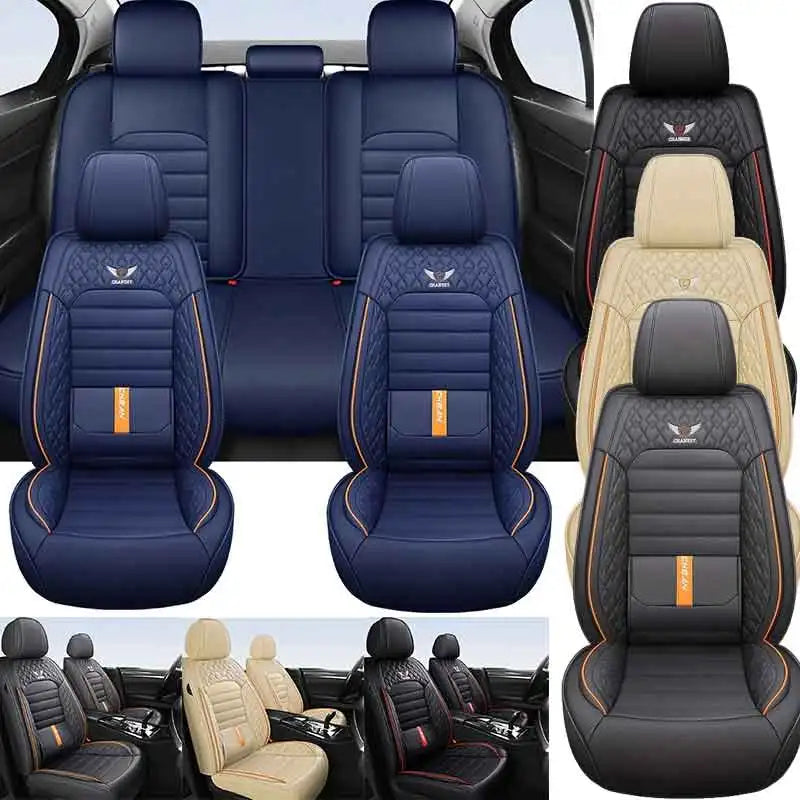 5-Seat Full Set Breathable Nappa Leather Car Seat Covers – Luxury Ergonomic Fit with Fixed Lumbar Support - Delicate Leather