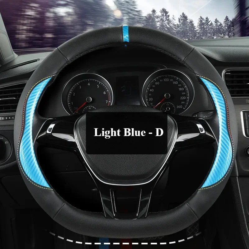 Microfiber Leather Steering Wheel Cover – Anti-Slip Universal O/D Shape Interior Accessory - Delicate Leather