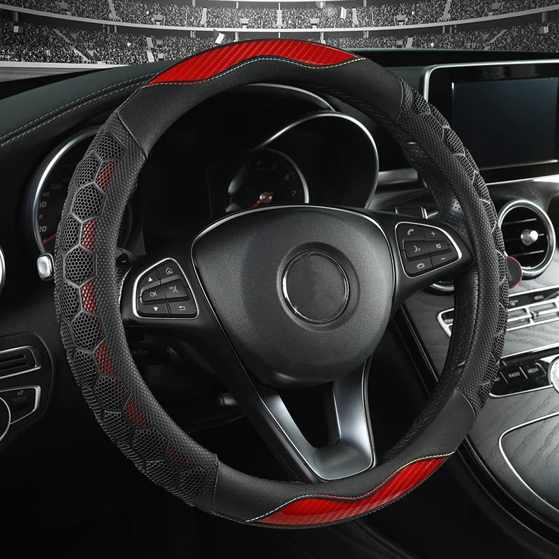 Anti-Slip Car Steering Wheel Cover – All-Season Wear-Resistant Protective Handlebar - Delicate Leather
