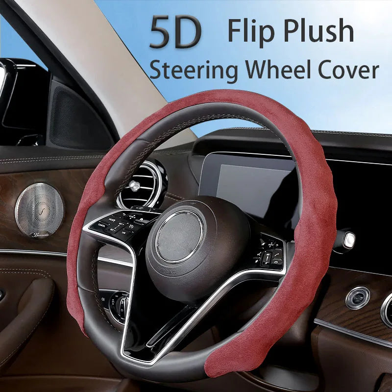 5D Suede Steering Wheel Cover – Ultra-Thin Breathable Non-Slip Grip, Universal Fit Interior Accessory - Delicate Leather