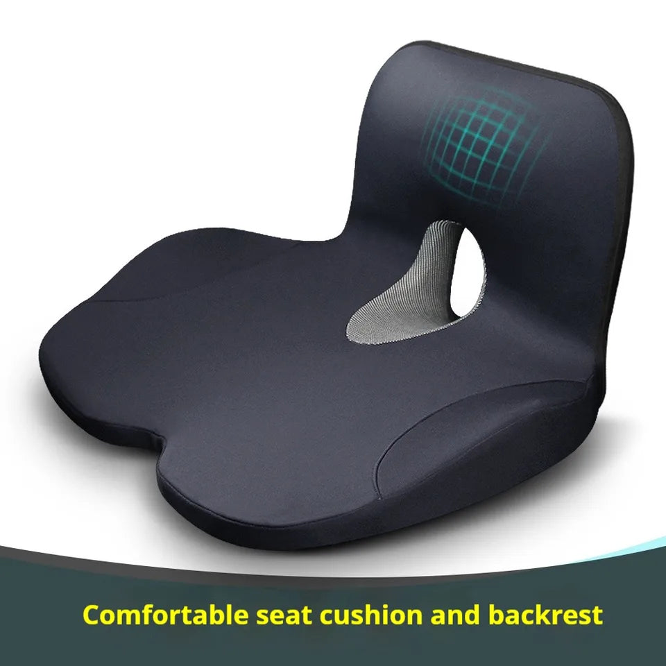 L-Shaped Memory Foam Seat Cushion – Office Chair Pad, Anti-Slip, Pressure-Reducing Hip & Waist Support - Delicate Leather