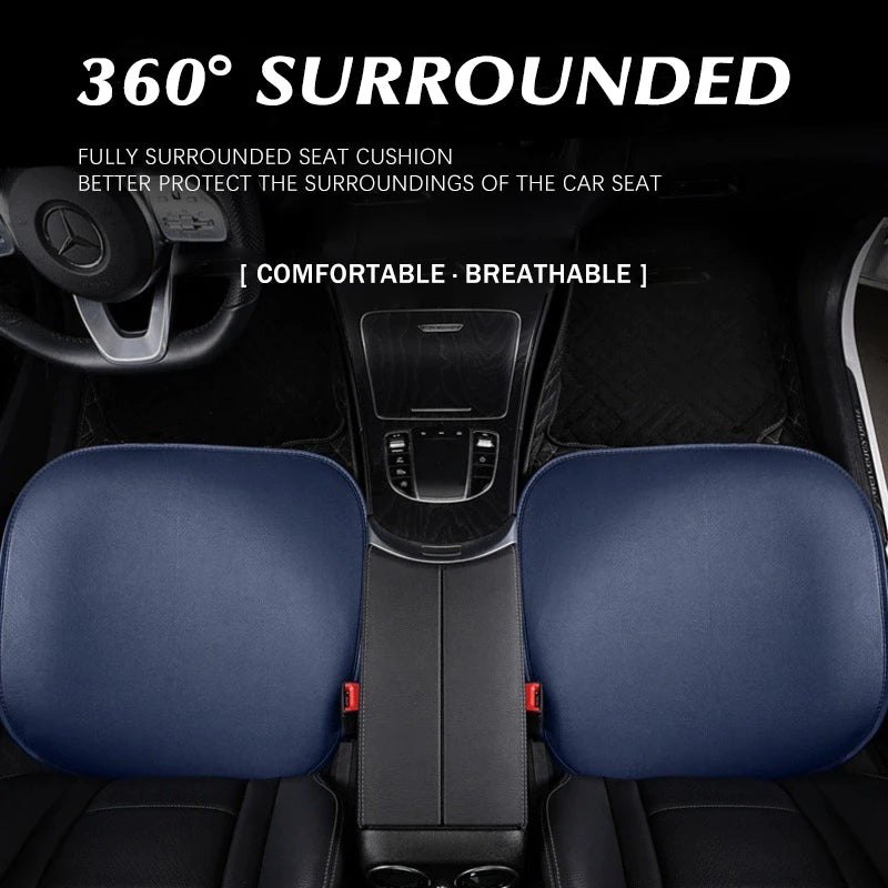 360° Surround Leather Car Seat Covers – All-Season Front and Rear Seat Protector Cushion Pads, Universal Fit - Delicate Leather