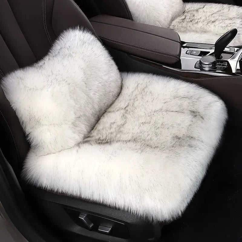 Winter Warm Plush Car Seat Cushion – Anti-Slip Breathable Front Seat Cover Pad for Universal Vehicle Use - Delicate Leather