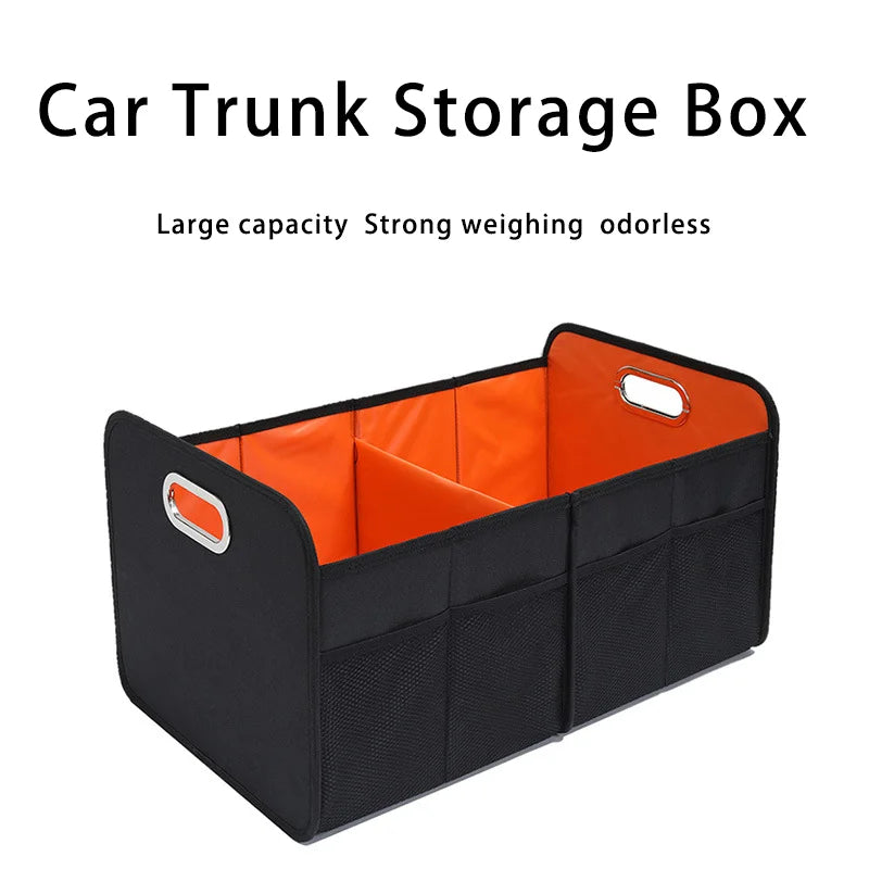 Foldable Car Trunk Storage Box – High-Capacity Waterproof Oxford Organizer for Vehicle Cargo Space - Delicate Leather