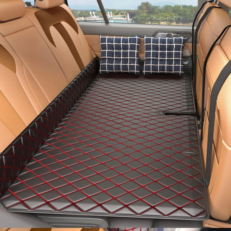 Portable Car Camping Mattress – Foldable Non-Inflatable Sleeping Pad for Back Seat & SUV Travel - Delicate Leather