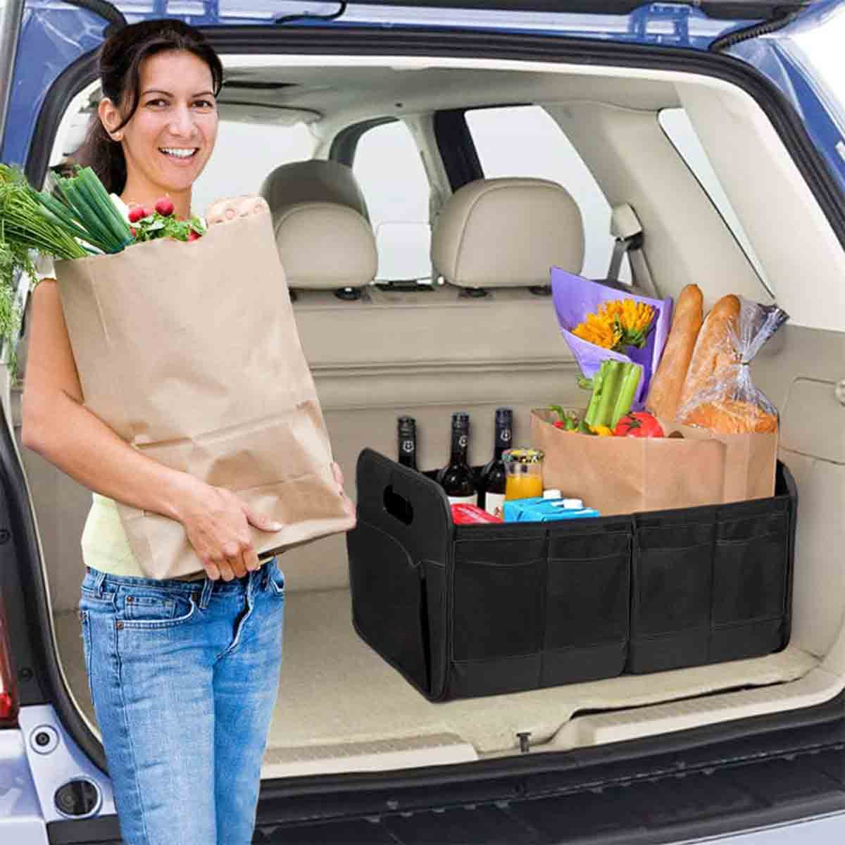 Car Trunk Organizer Storage, Custom-Fit For Car, Car Storage, Reinforced Handles, Collapsible Multi, Compartment Car Organizers, Foldable and Waterproof, 600D Oxford Polyester DLRA237 - Delicate Leather