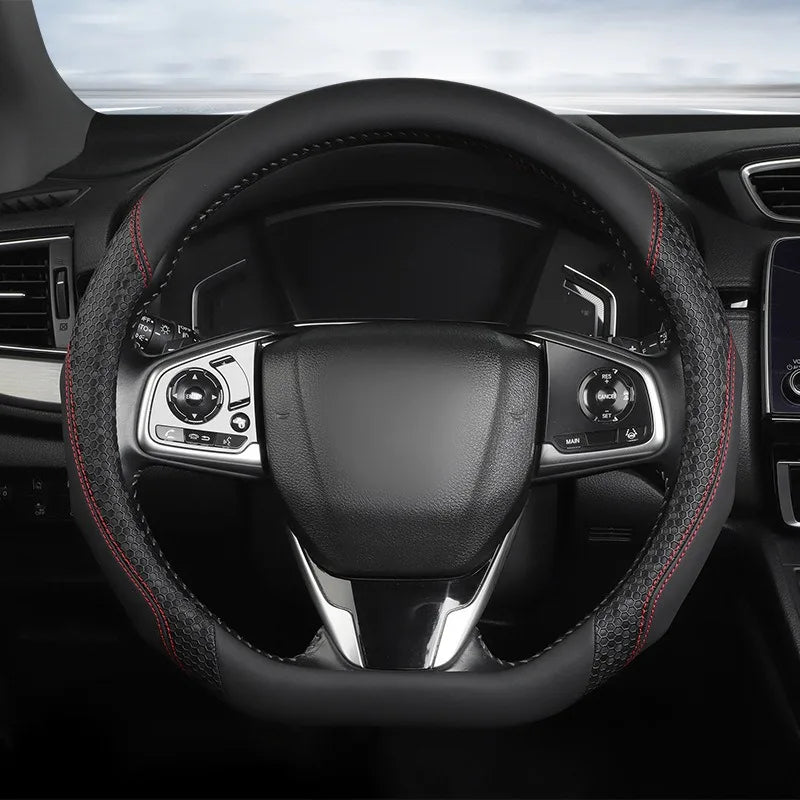 Nappa Leather Steering Wheel Cover – Anti-Slip Universal O/D Type Interior Accessory - Delicate Leather