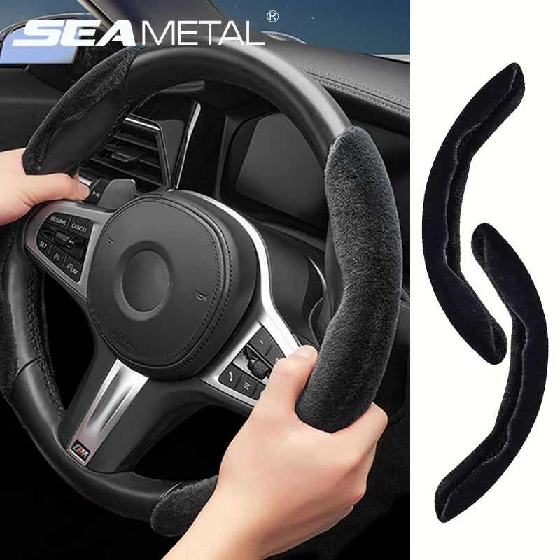 Universal Winter Car Steering Wheel Cover – Warm Plush Anti-Slip Wheel Protector - Delicate Leather