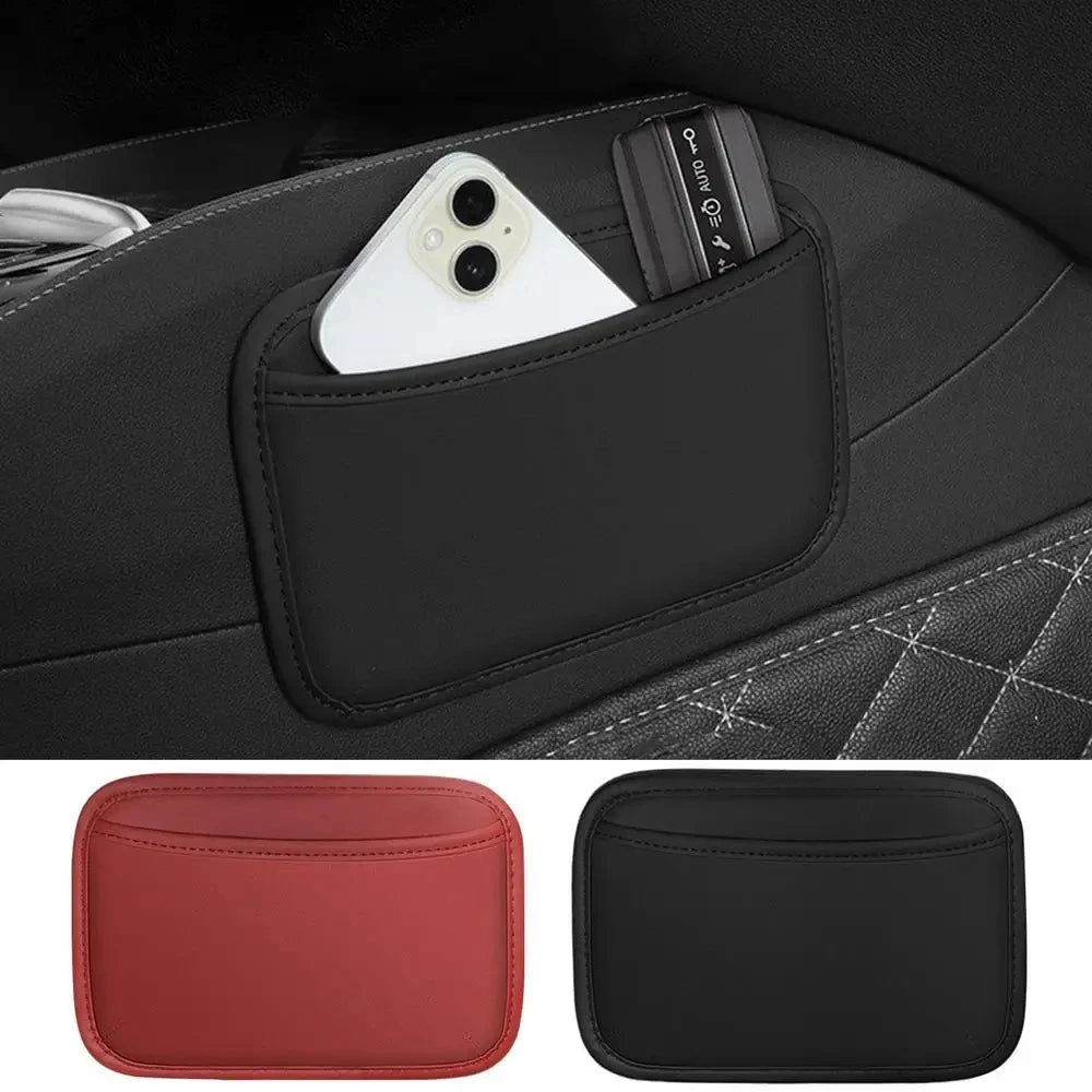 Car Center Console Storage Bag – PU Leather Organizer for Phone, Keys & Car Accessories - Delicate Leather