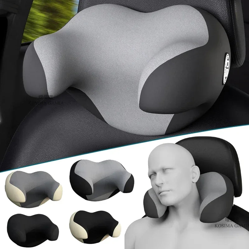 Car Headrest Pillow – Memory Foam Neck Support Cushion, Universal Fit Interior Auto Accessory - Delicate Leather