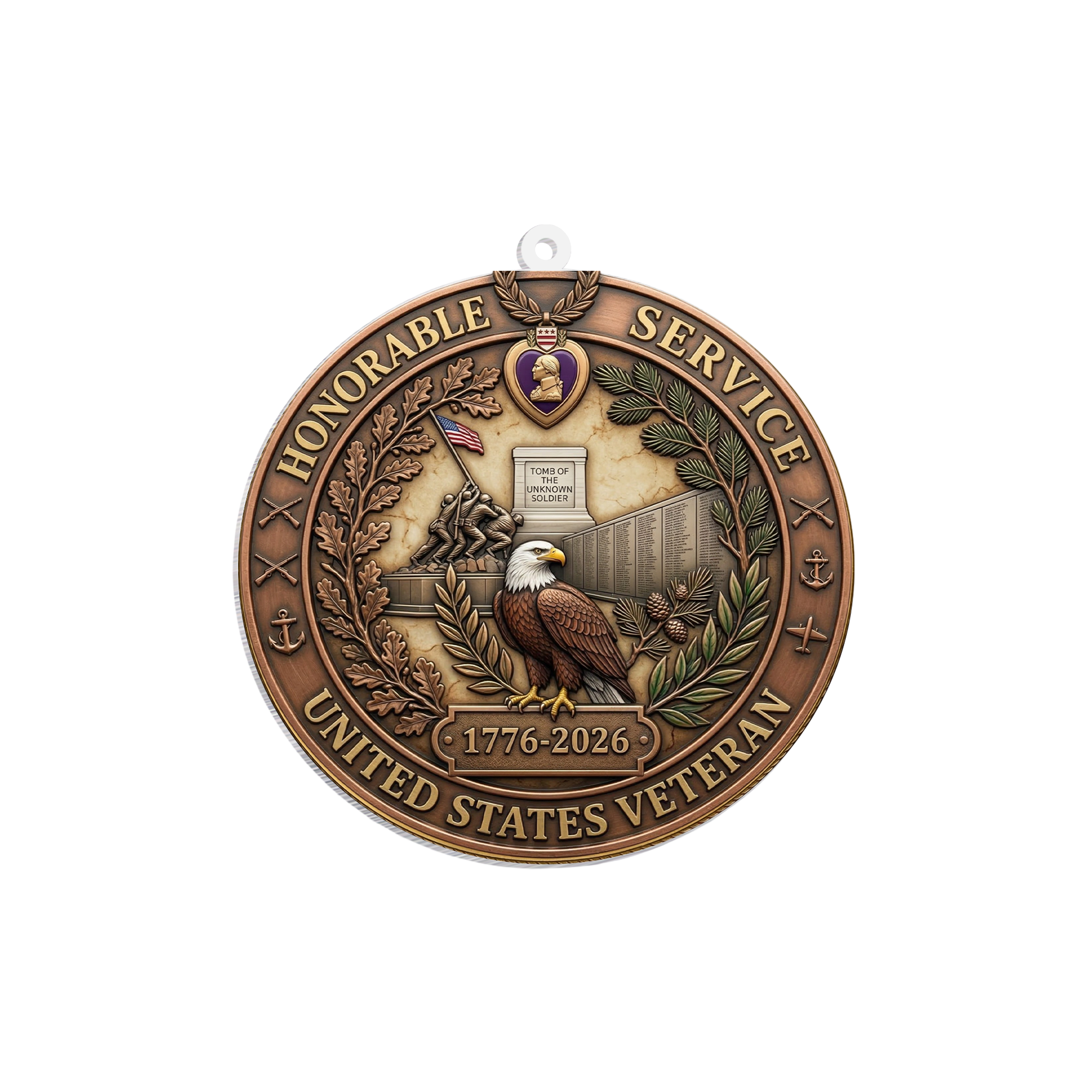 USA 250th Anniversary Rear View Mirror Accessory – Commemorative Hanging Ornament 03 - Delicate Leather