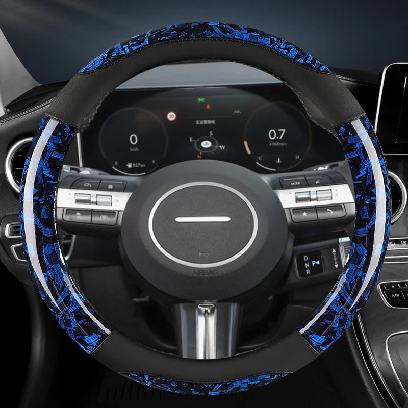 PU Leather Steering Wheel Cover – Anti-Slip Universal Fit Interior Accessory - Delicate Leather