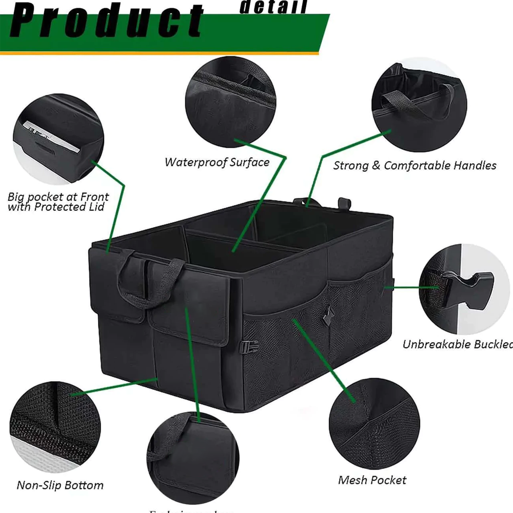 Car Trunk Organizer, Custom-Fit For Car, Foldable Car Trunk Storage Box, Storage Bag, Waterproof, Dust-proof, Stain-Resistant, Car Accessories DLMT229 - Delicate Leather