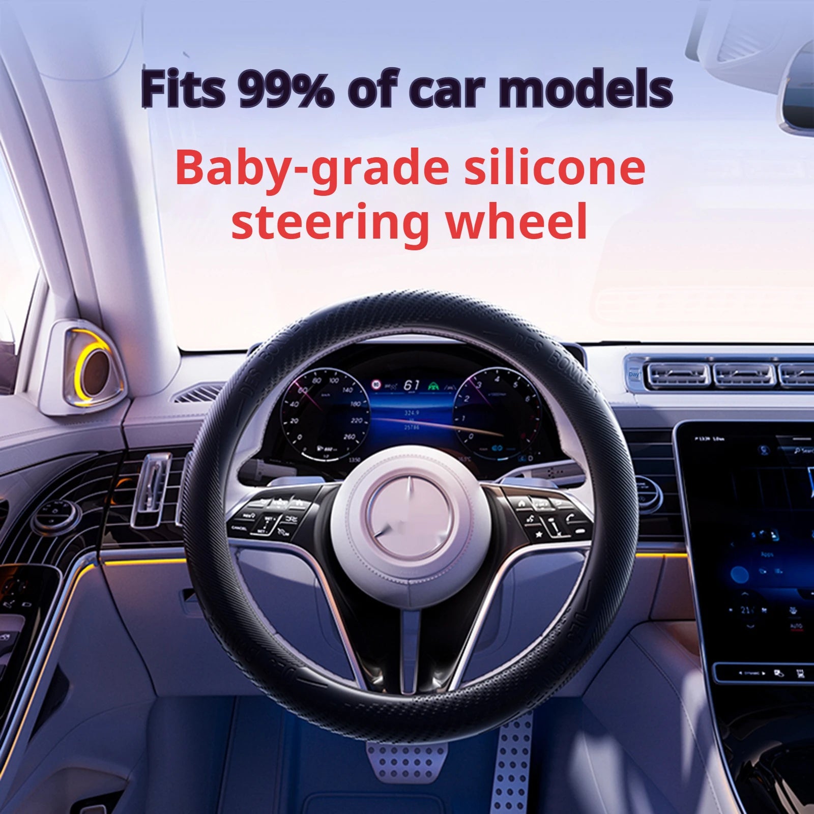 Silicone Car Steering Wheel Cover – Breathable Non-Slip Universal Fit Steering Wheel Protector - Delicate Leather