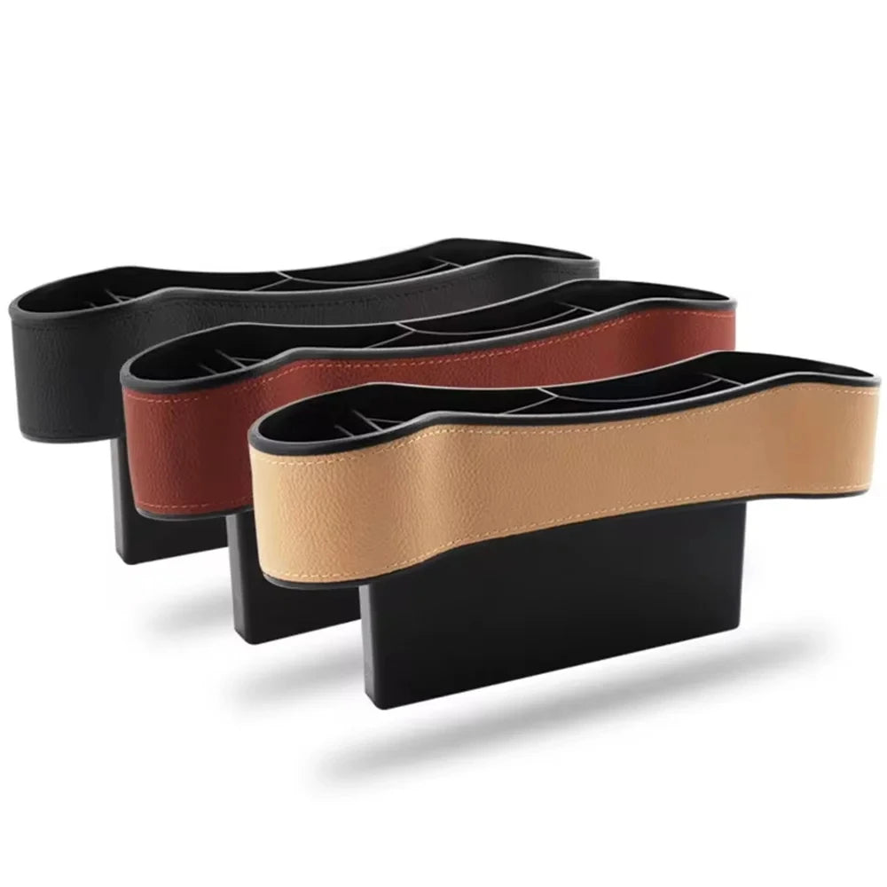 Car Seat Gap Storage Organizer – Seat Crevice Filler Pocket for Phone, Wallet & Small Items - Delicate Leather